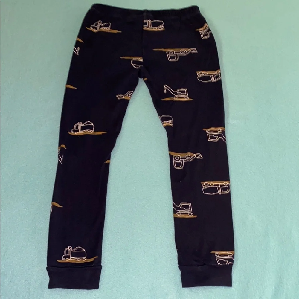 CARTERS jogger style pajama pants black gold white tractor trucks cozy NEW SZ 7